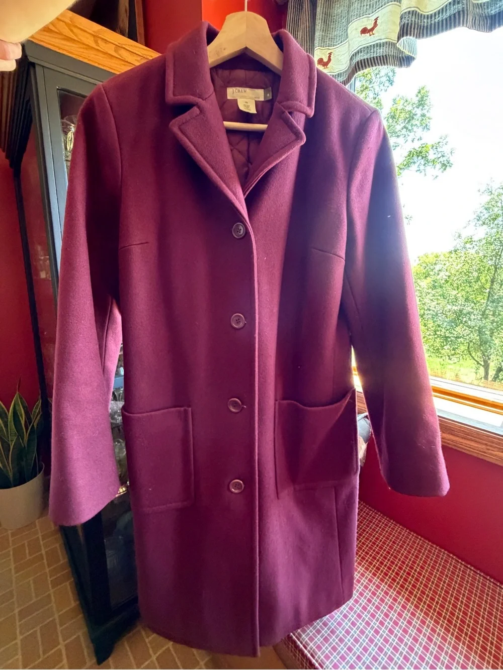 J. Crew Women's Burgundy Wool Pea Coat